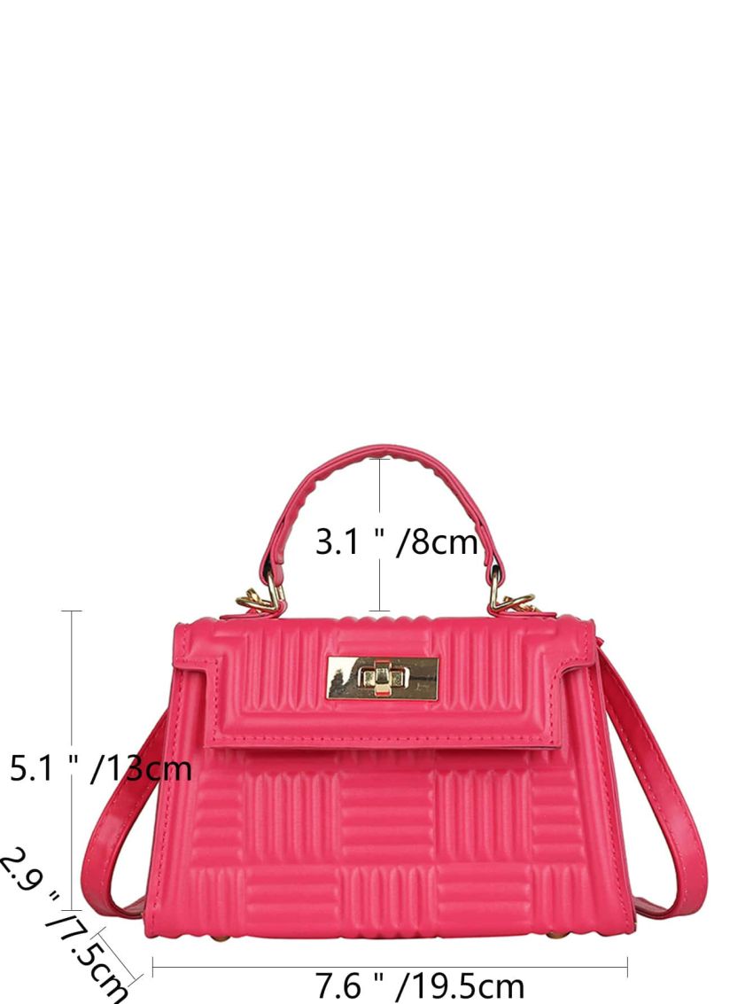 Mini Neon-Pink Twist Lock Square Bag