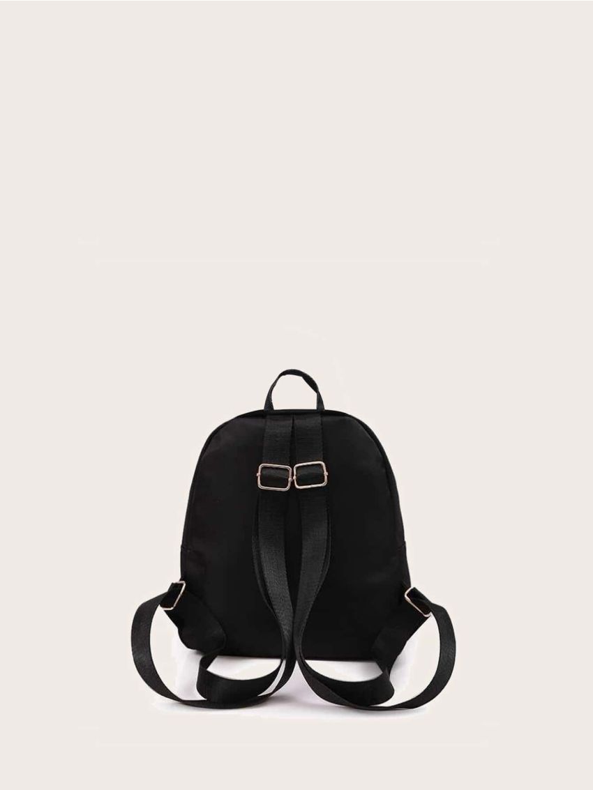 Zip Front Classic Backpack With Square Bag