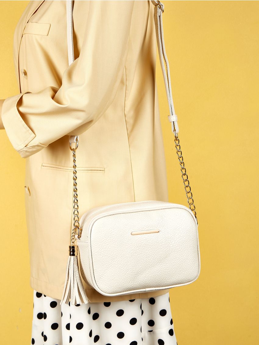 Mini Metal & Tassel Decor Square Bag