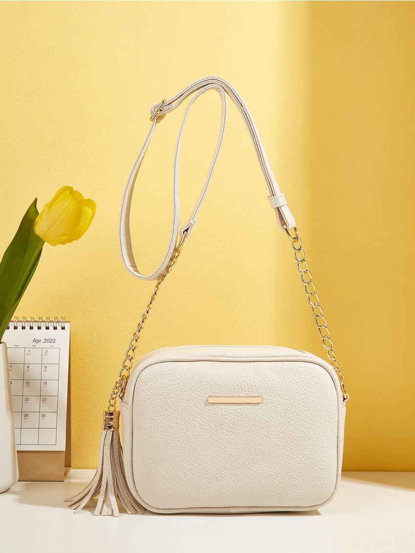 Mini Metal & Tassel Decor Square Bag