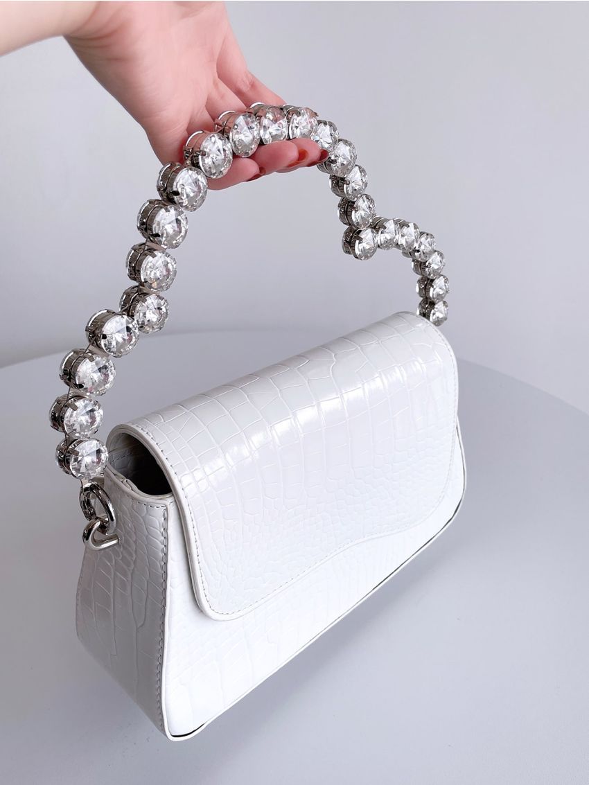 Crocodile Embossed Flap Saddle Bag