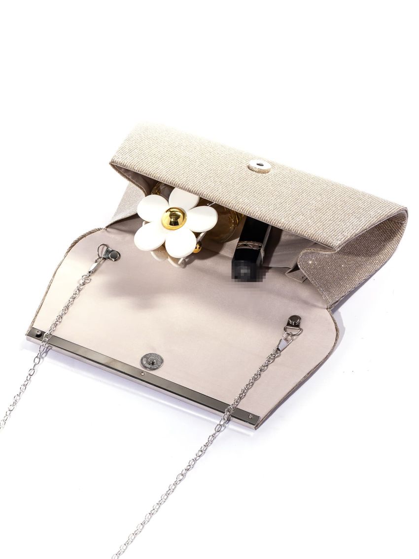 Glitter Metal Detail Square Bag