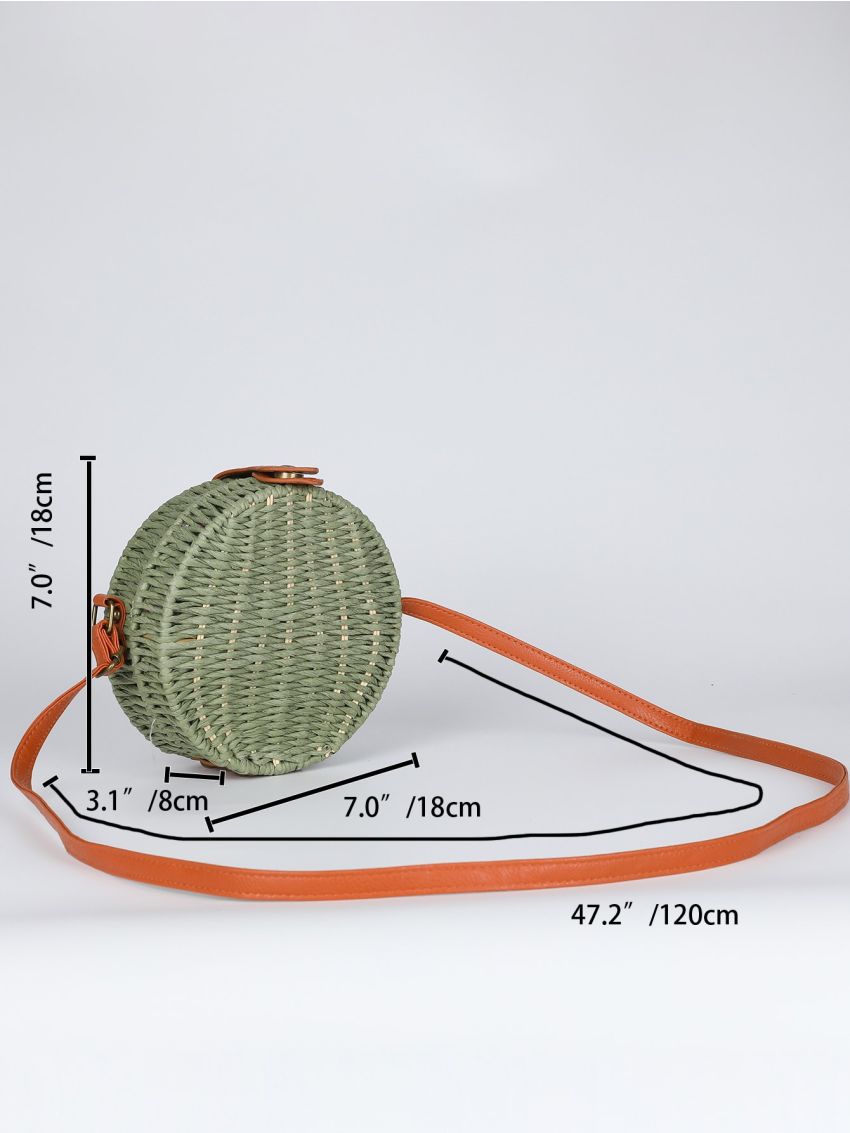 Mini Braided Detail Circle Straw Bag