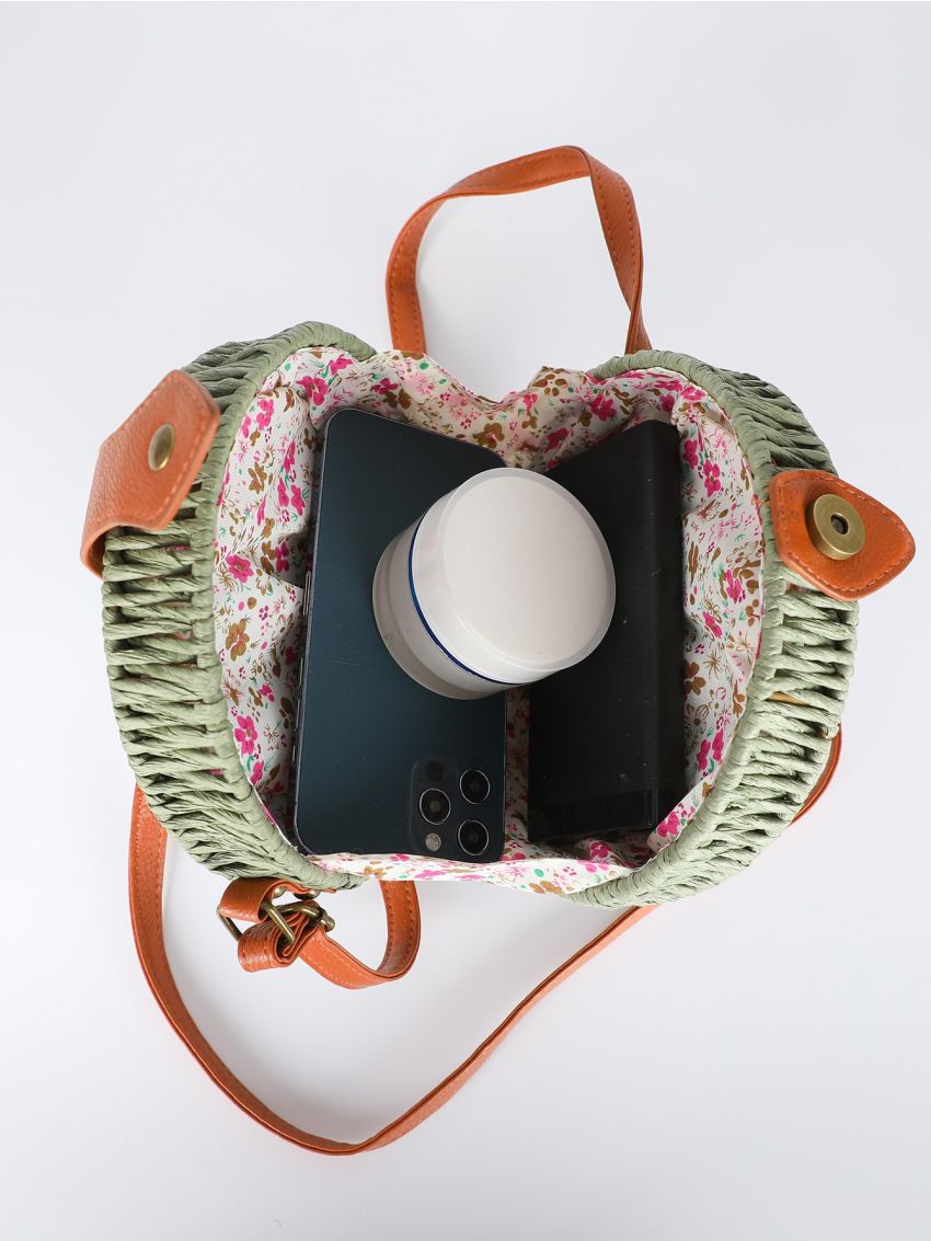 Mini Braided Detail Circle Straw Bag