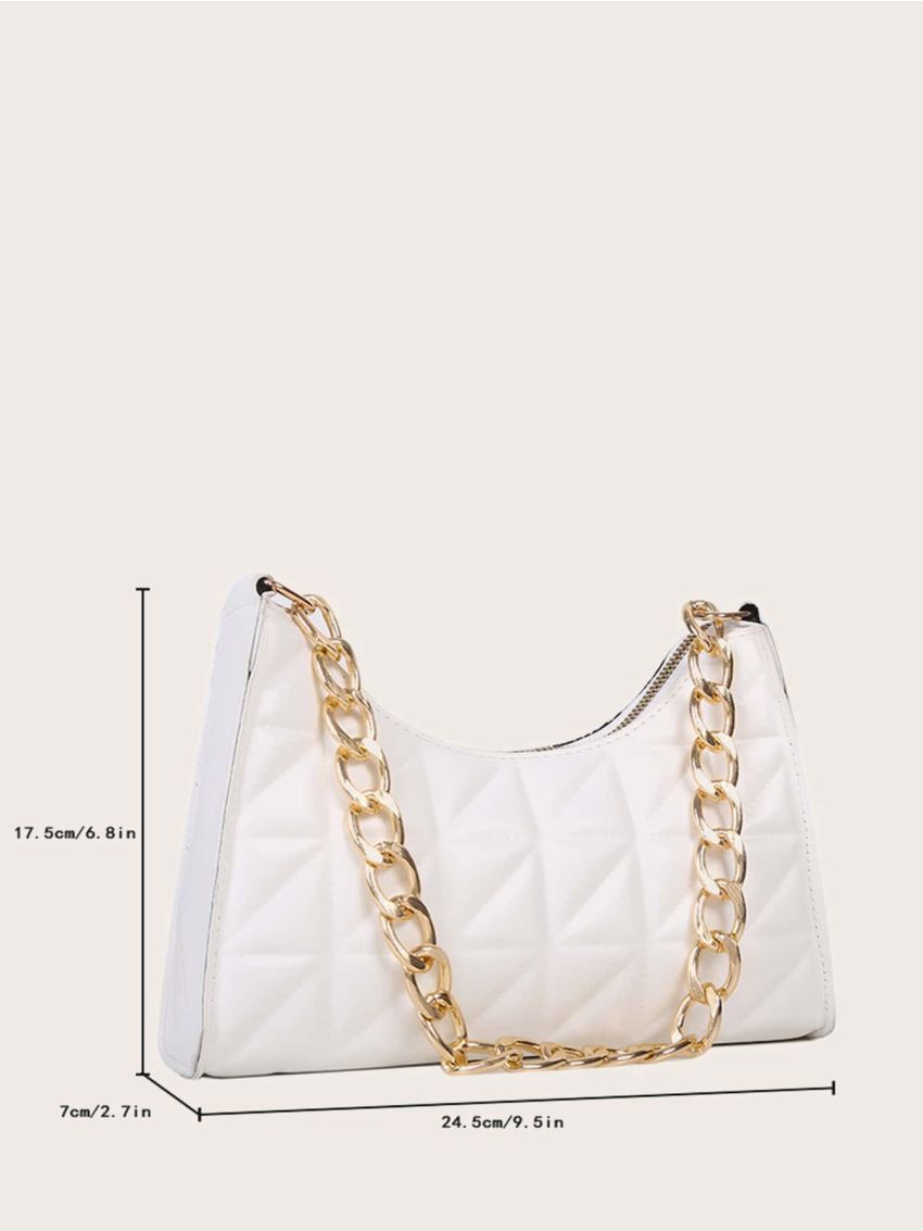Quilted Chain Baguette Bag