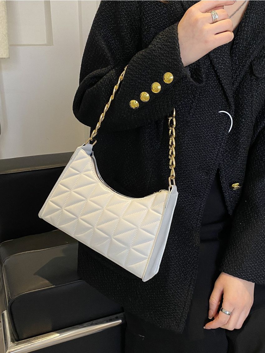 Quilted Chain Baguette Bag