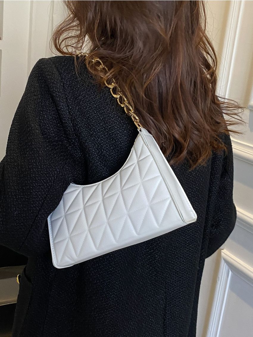 Quilted Chain Baguette Bag