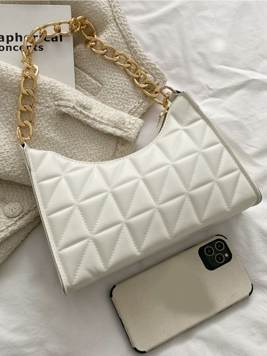 Quilted Chain Baguette Bag