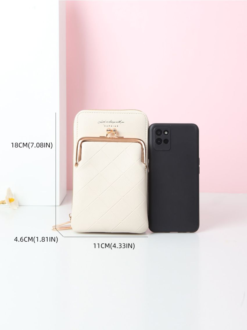 Letter Graphic Kiss Lock Phone Wallet