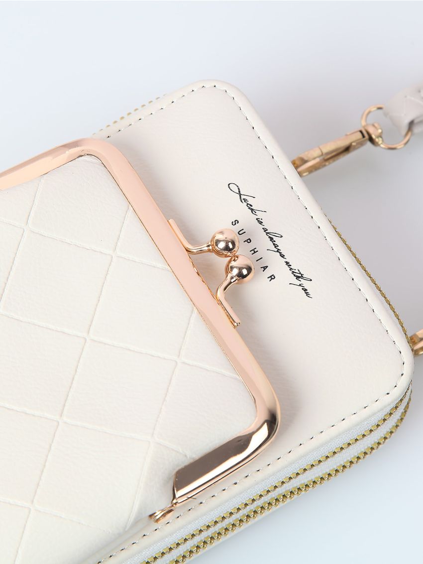 Letter Graphic Kiss Lock Phone Wallet