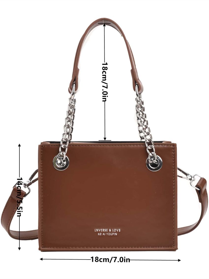 Mini Letter Graphic Chain Decor Square Bag