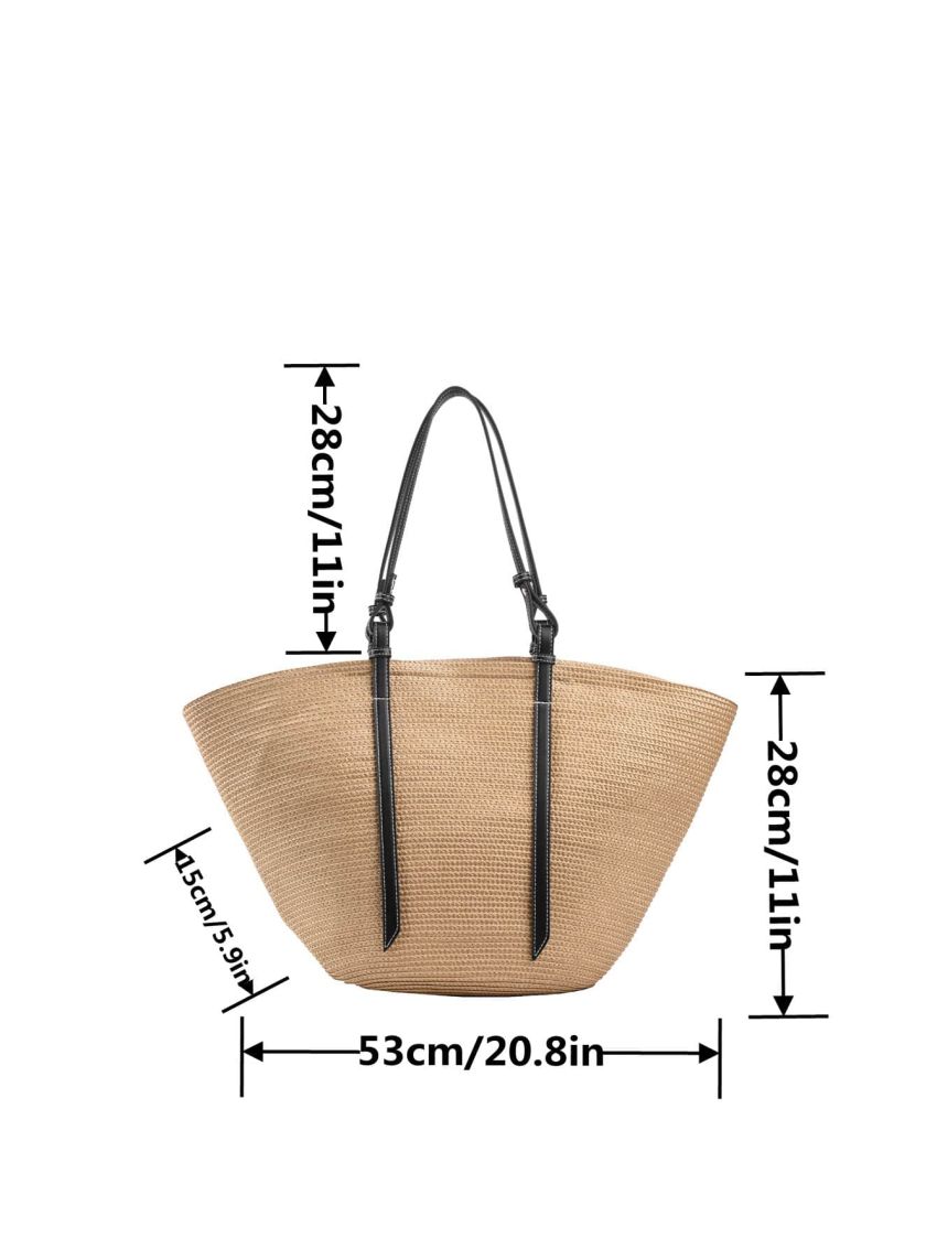 Stitch Detail Straw Bag