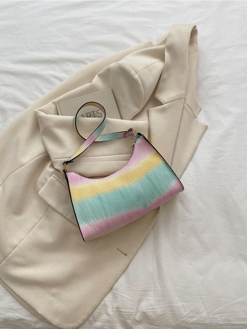 Tie Dye Litchi Embossed Baguette Bag