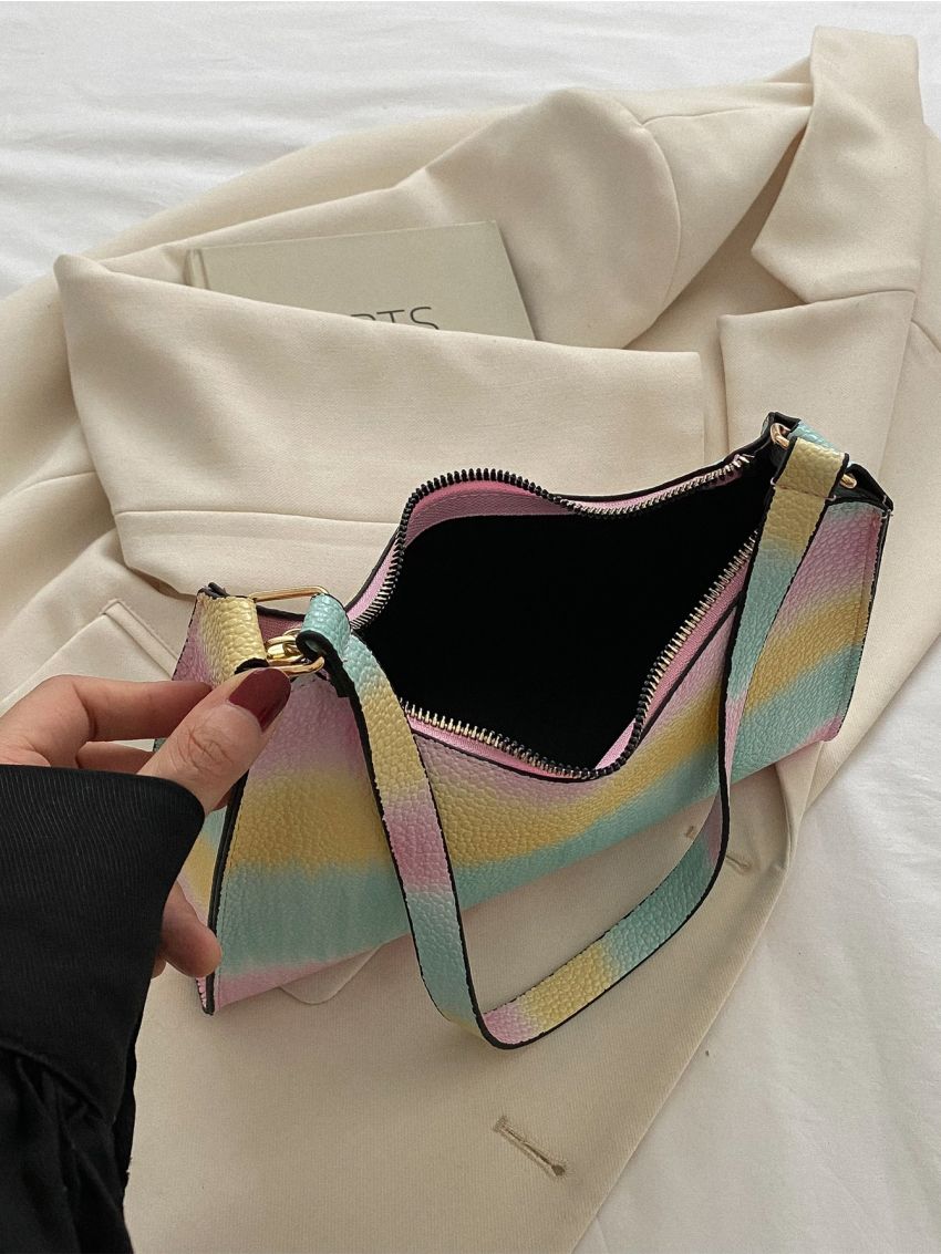 Tie Dye Litchi Embossed Baguette Bag
