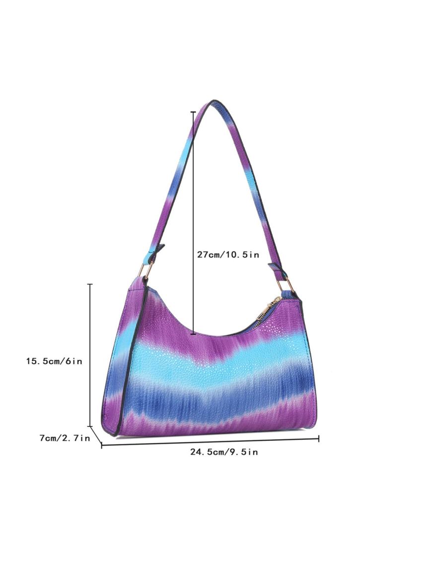 Tie Dye Litchi Embossed Baguette Bag