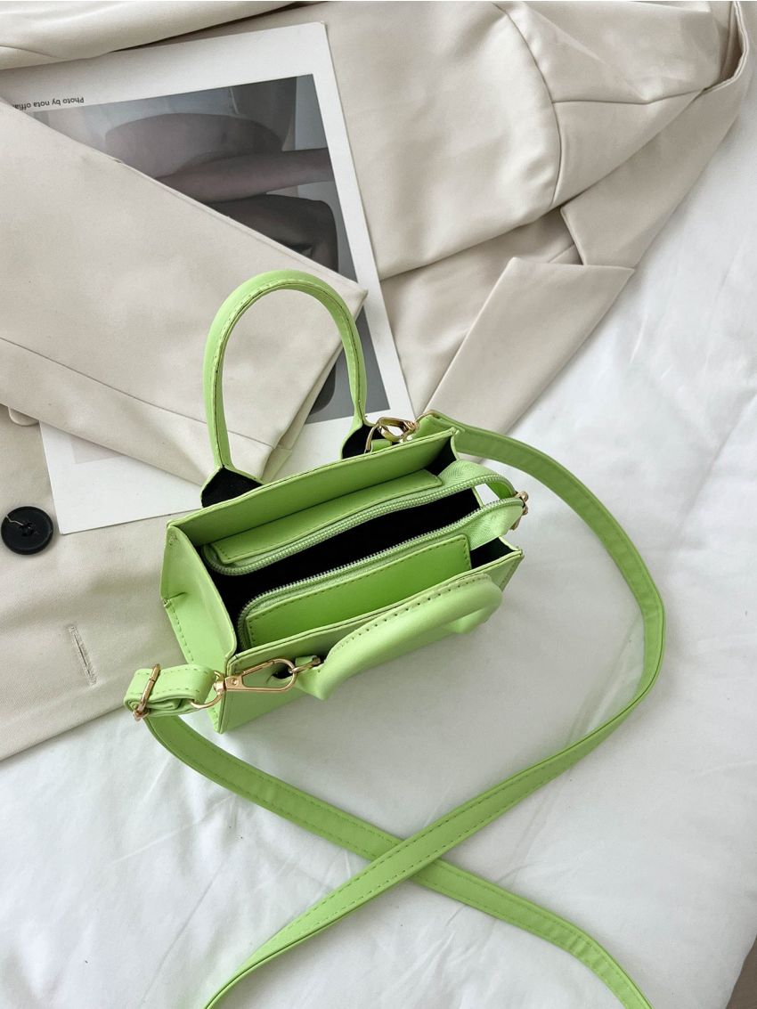 Mini Neon-Green Double Handle Square Bag