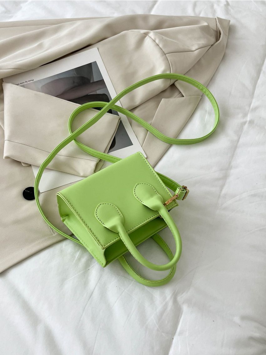 Mini Neon-Green Double Handle Square Bag