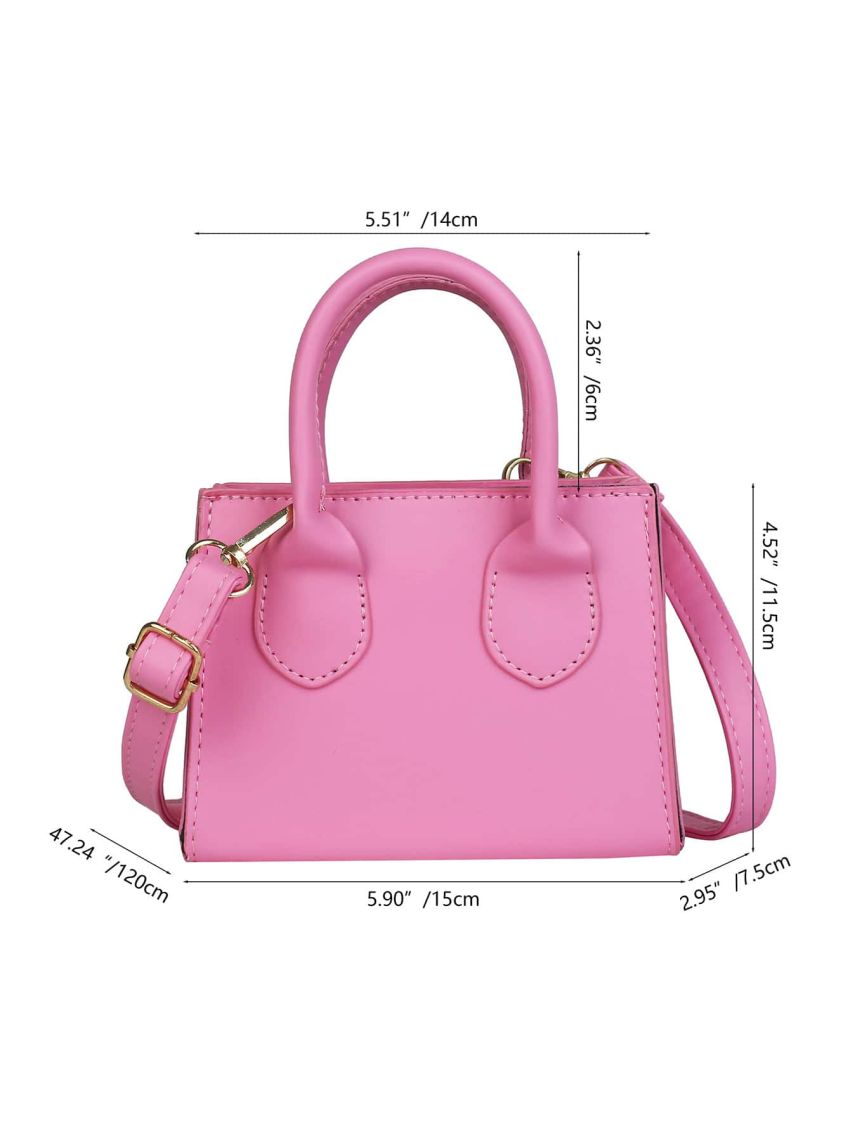 Mini Neon Pink Double Handle Square Bag