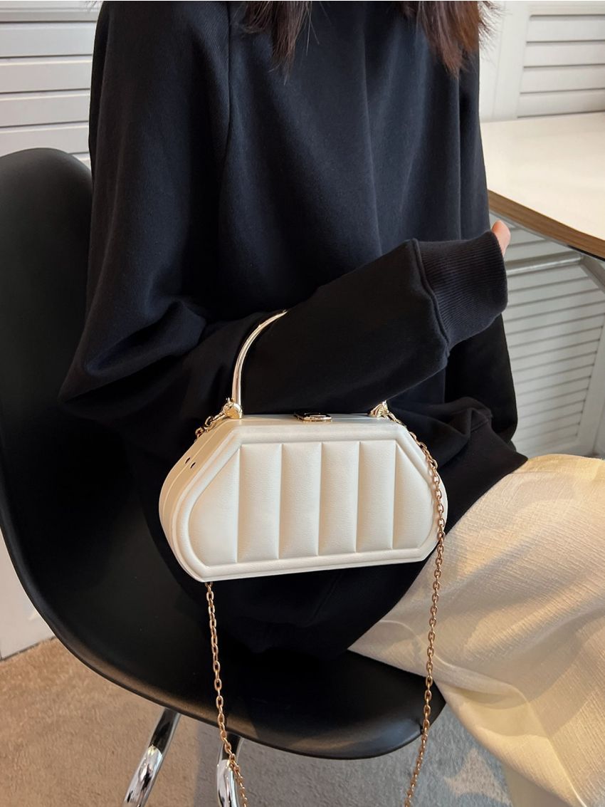 Geometric Embossed Chain Box Bag