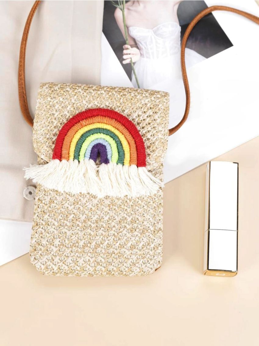 Rainbow Decor Straw Phone Wallet