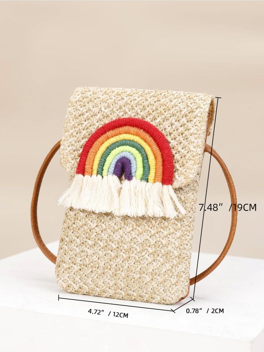 Rainbow Decor Straw Phone Wallet