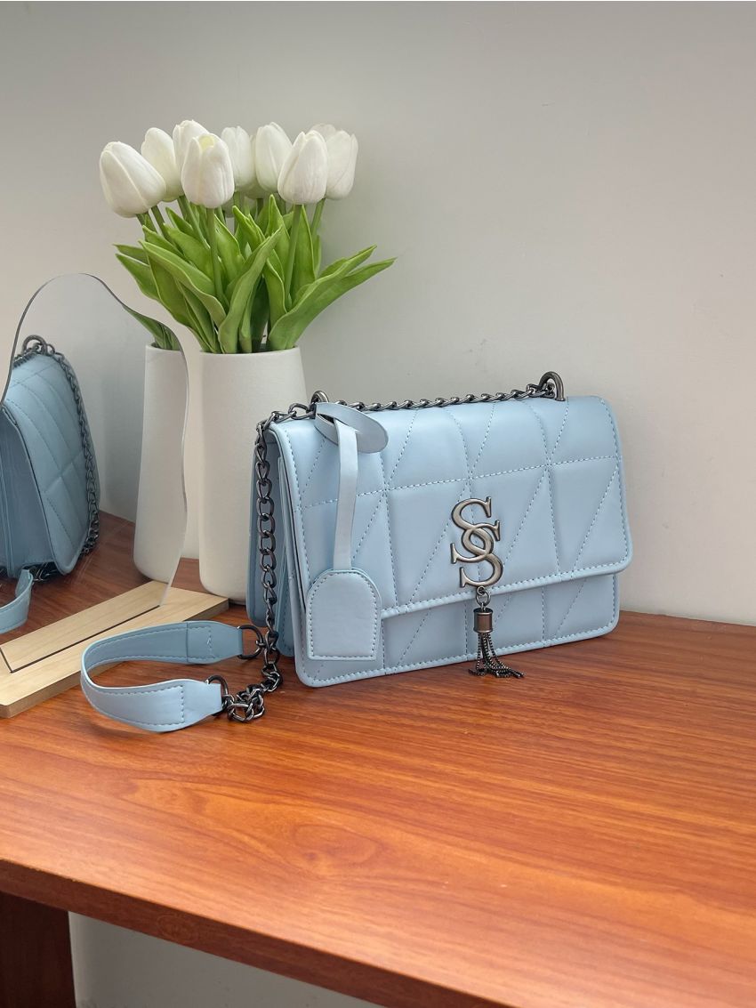 Tassel Decor Quilted Flap Square Bag