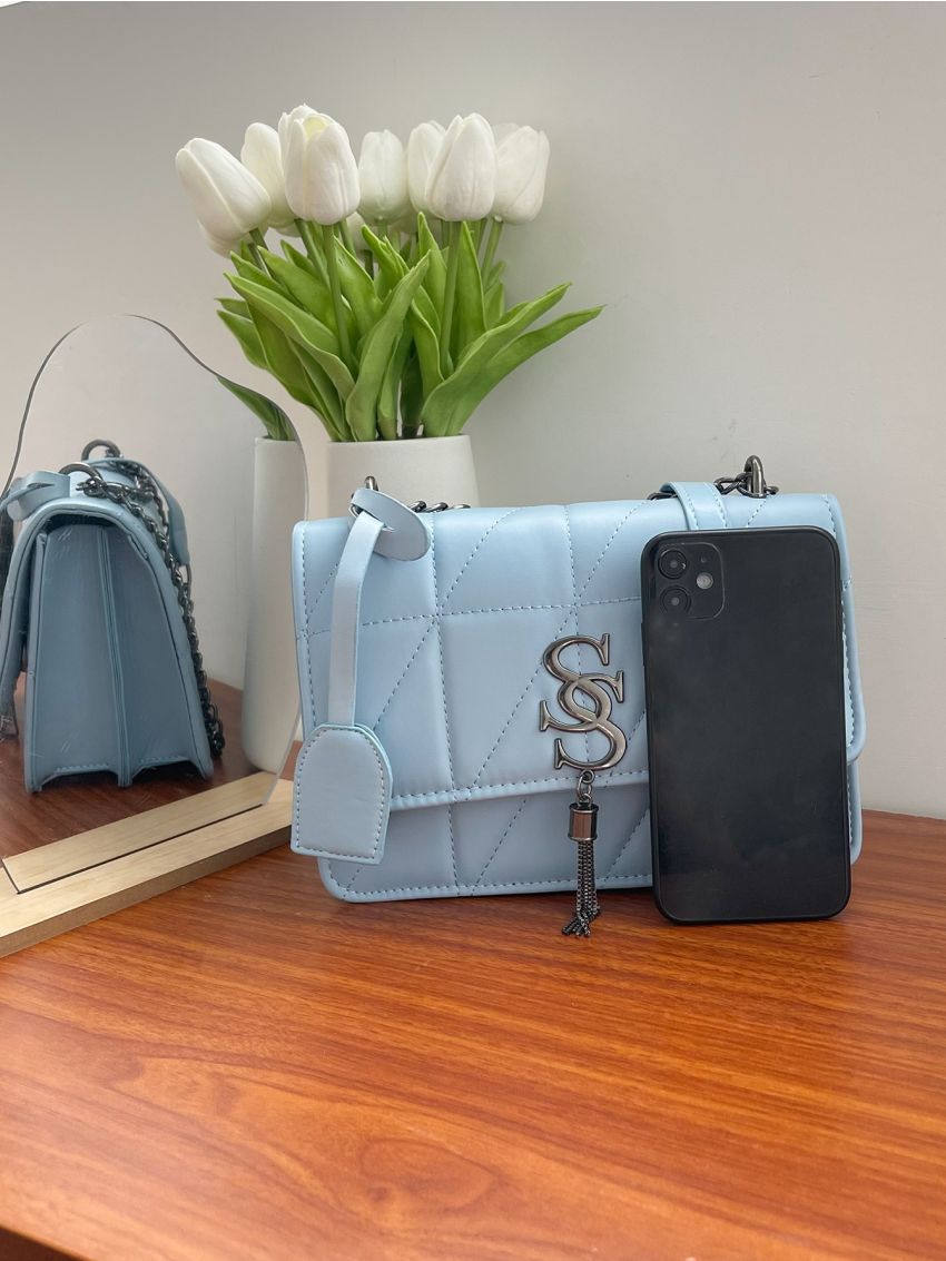 Tassel Decor Quilted Flap Square Bag