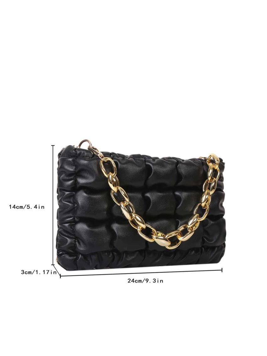 Quilted Detail Chain Ruched Bag