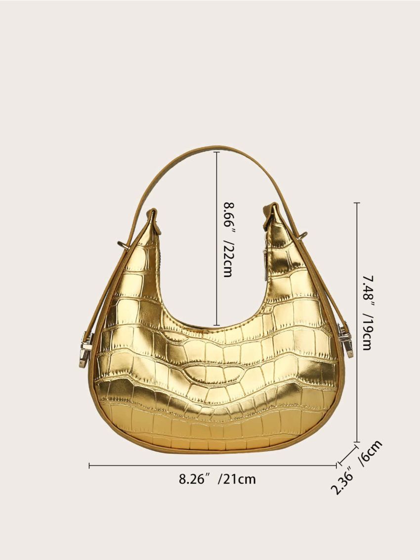 Crocodile Embossed Hobo Bag