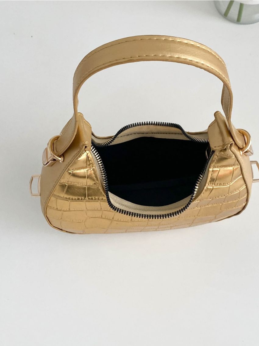 Crocodile Embossed Hobo Bag