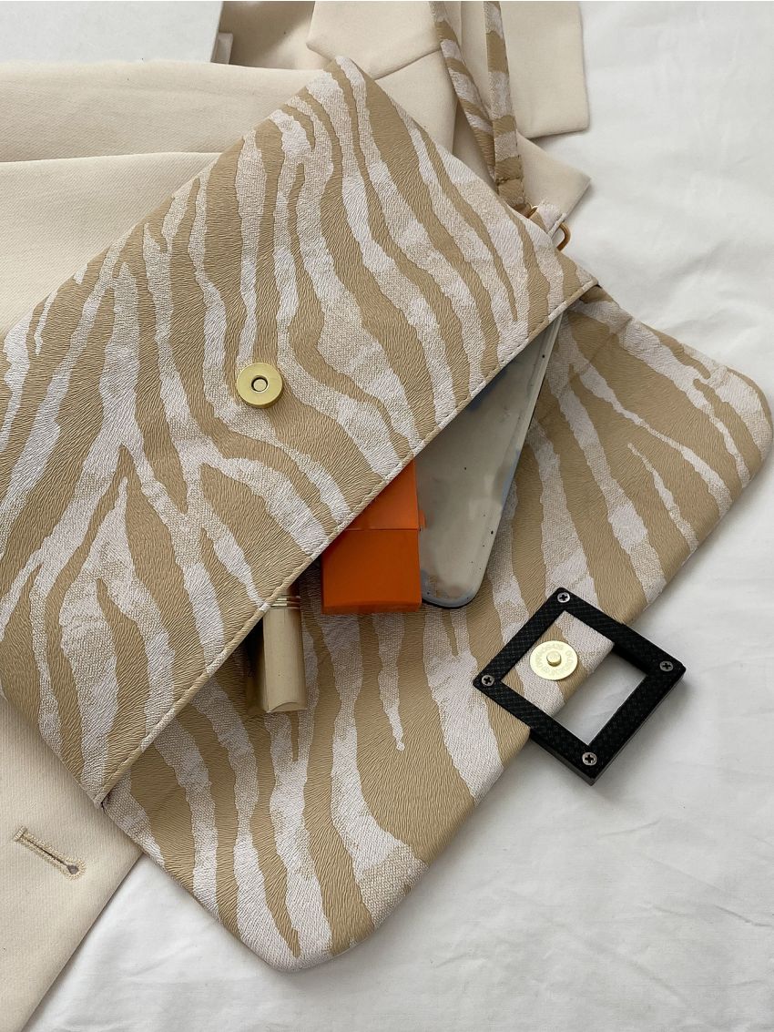Zebra Stripe Flap Square Bag