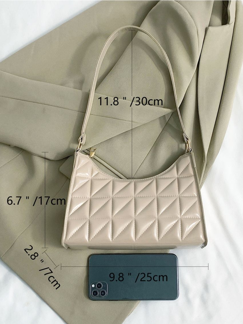 Geometric Embossed Baguette Bag