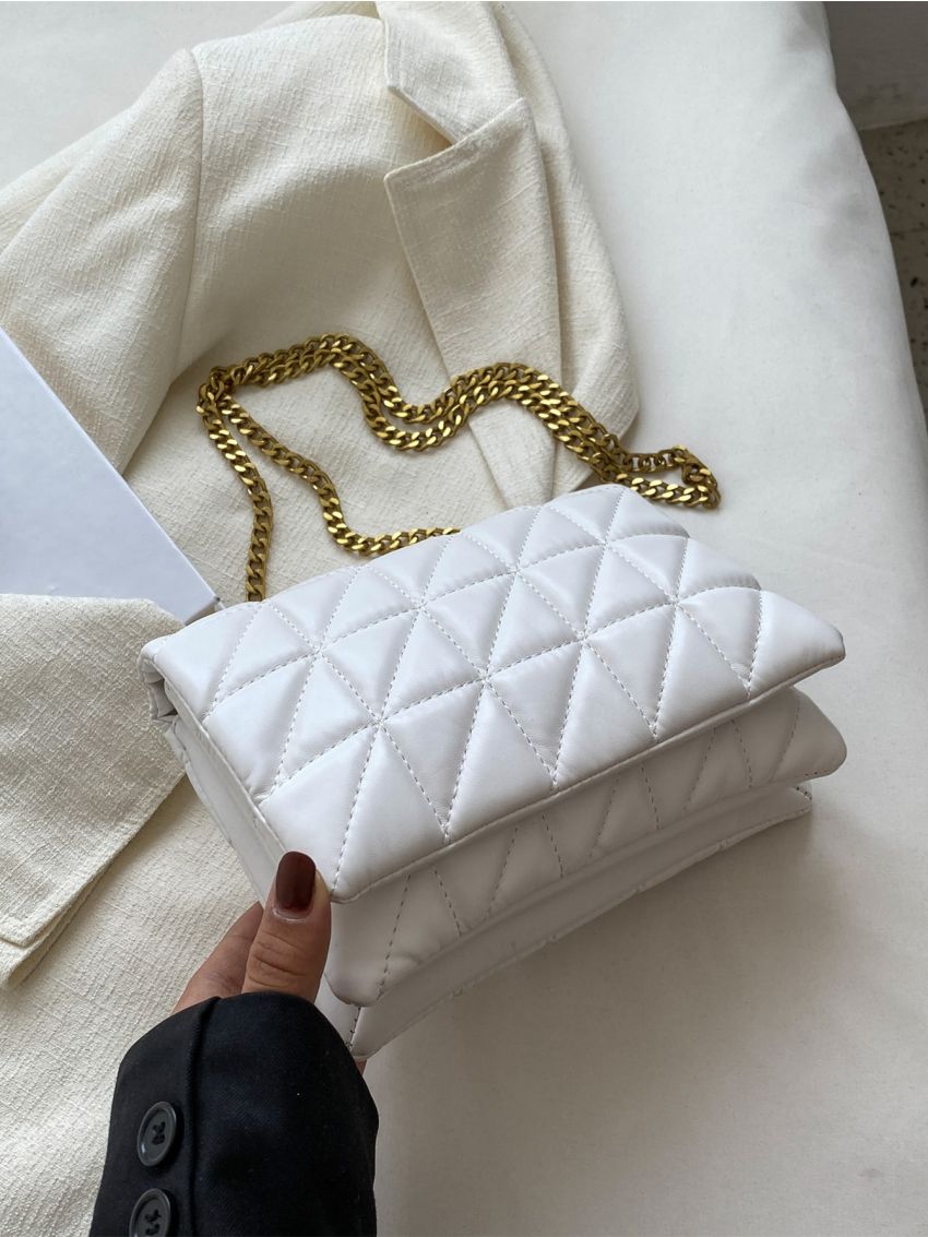 Mini Quilted Detail Chain Flap Square Bag