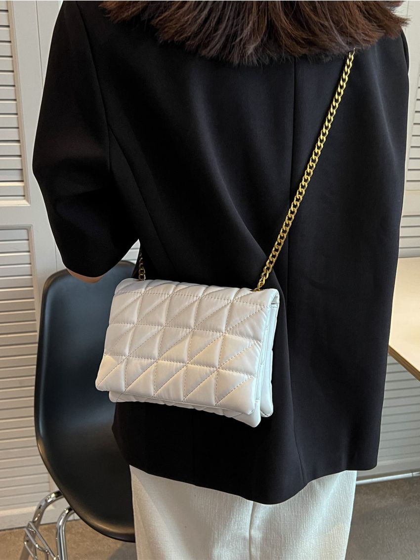Mini Quilted Detail Chain Flap Square Bag