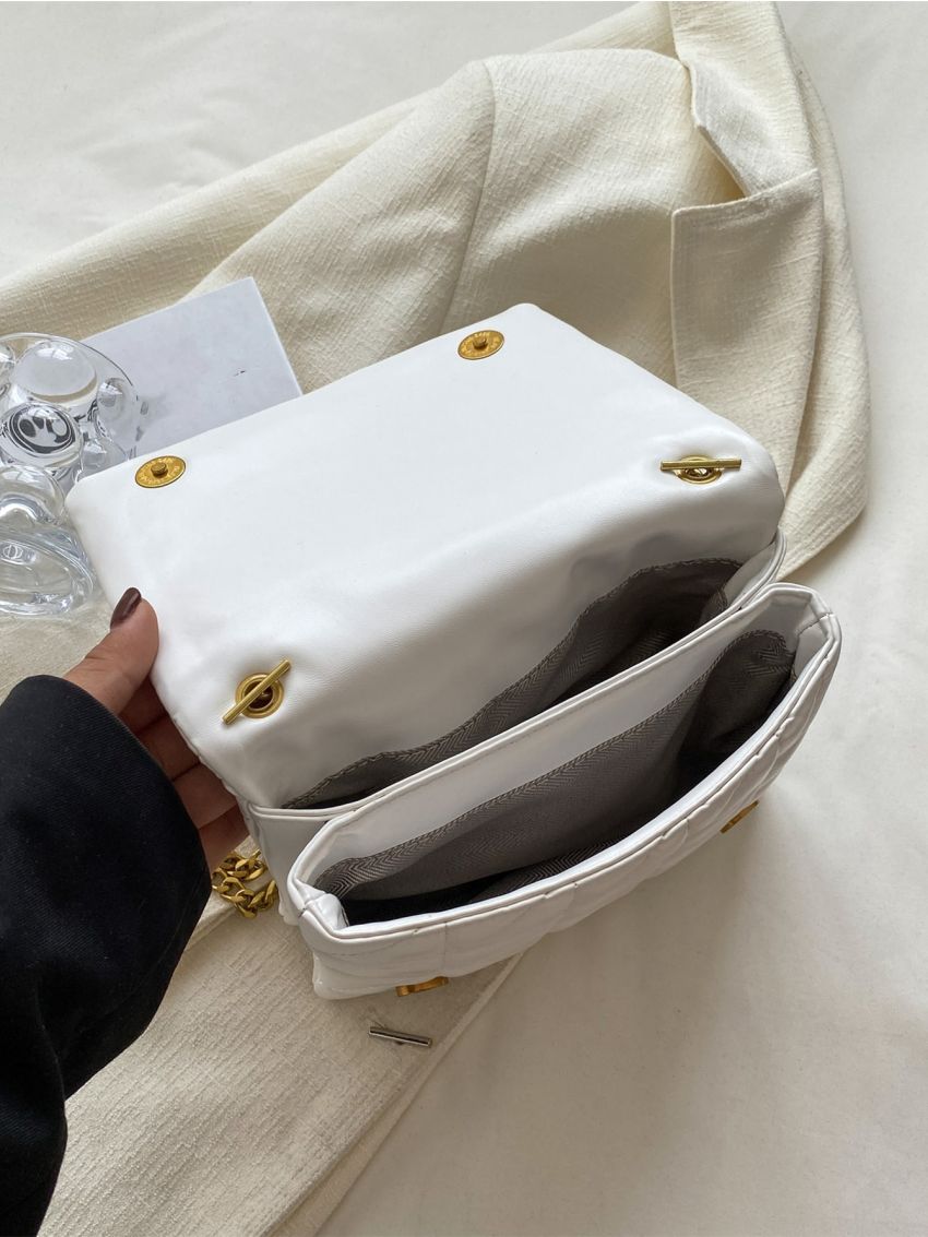 Mini Quilted Detail Chain Flap Square Bag