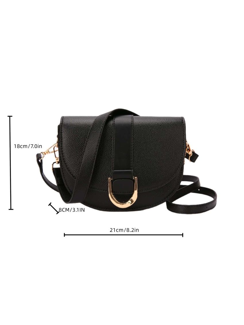 Litchi Embossed Flap Saddle Bag