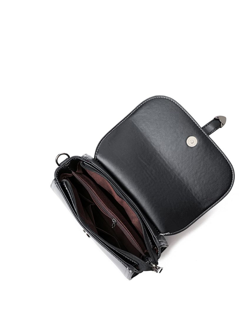 Croc Embossed Flap Square Bag