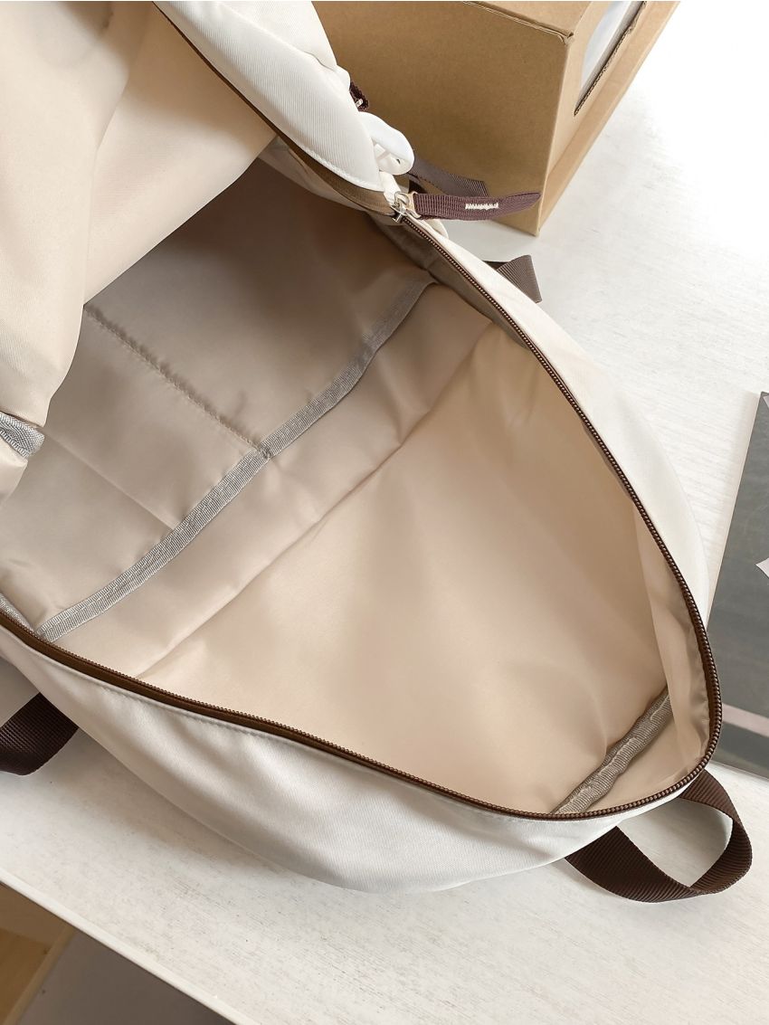 Letter Graphic Functional Backpack With Bag Charm