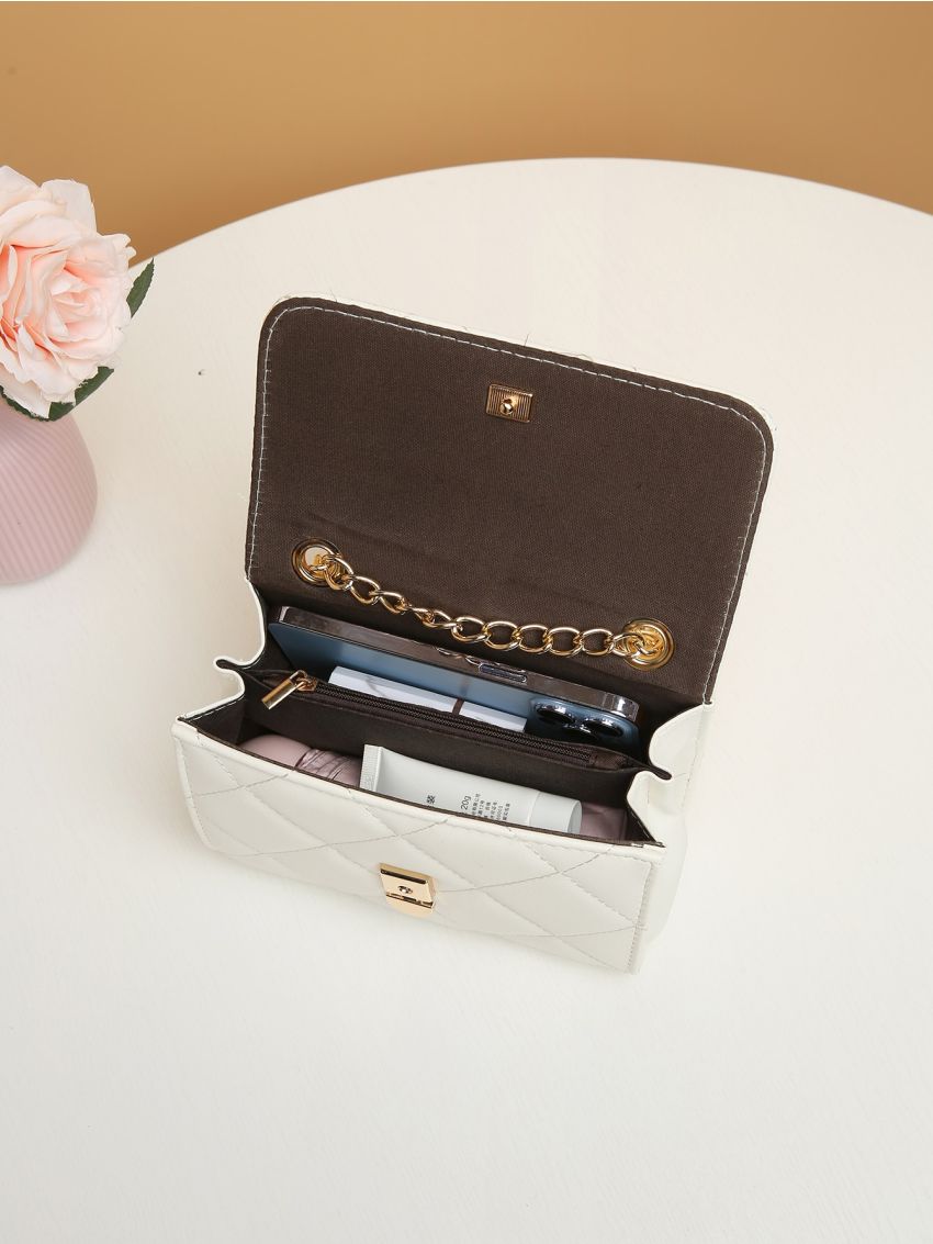 Mini Minimalist Quilted Chain Crossbody Bag