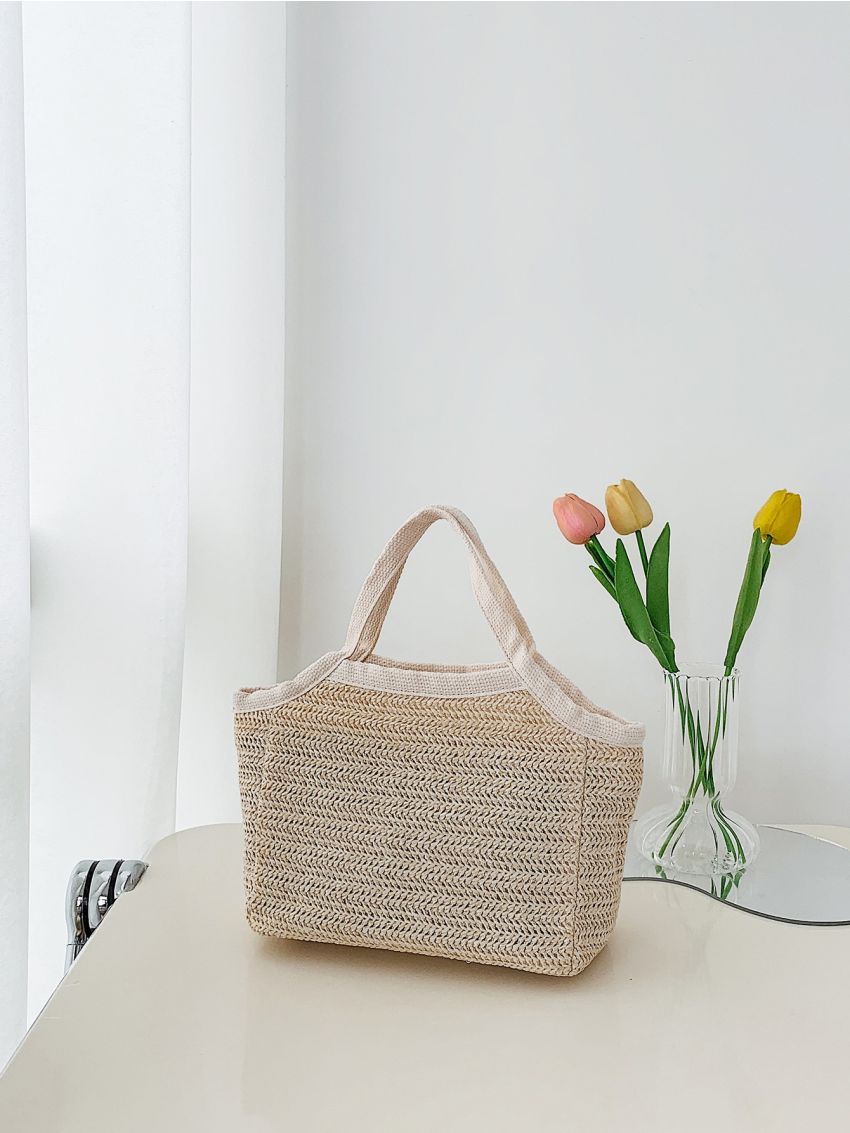 Minimalist Double Handle Straw Bag