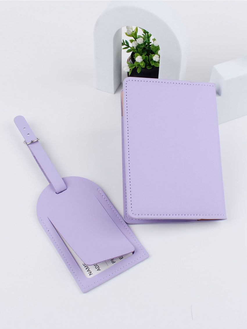 Letter Graphic Passport Case With Luggage Tag