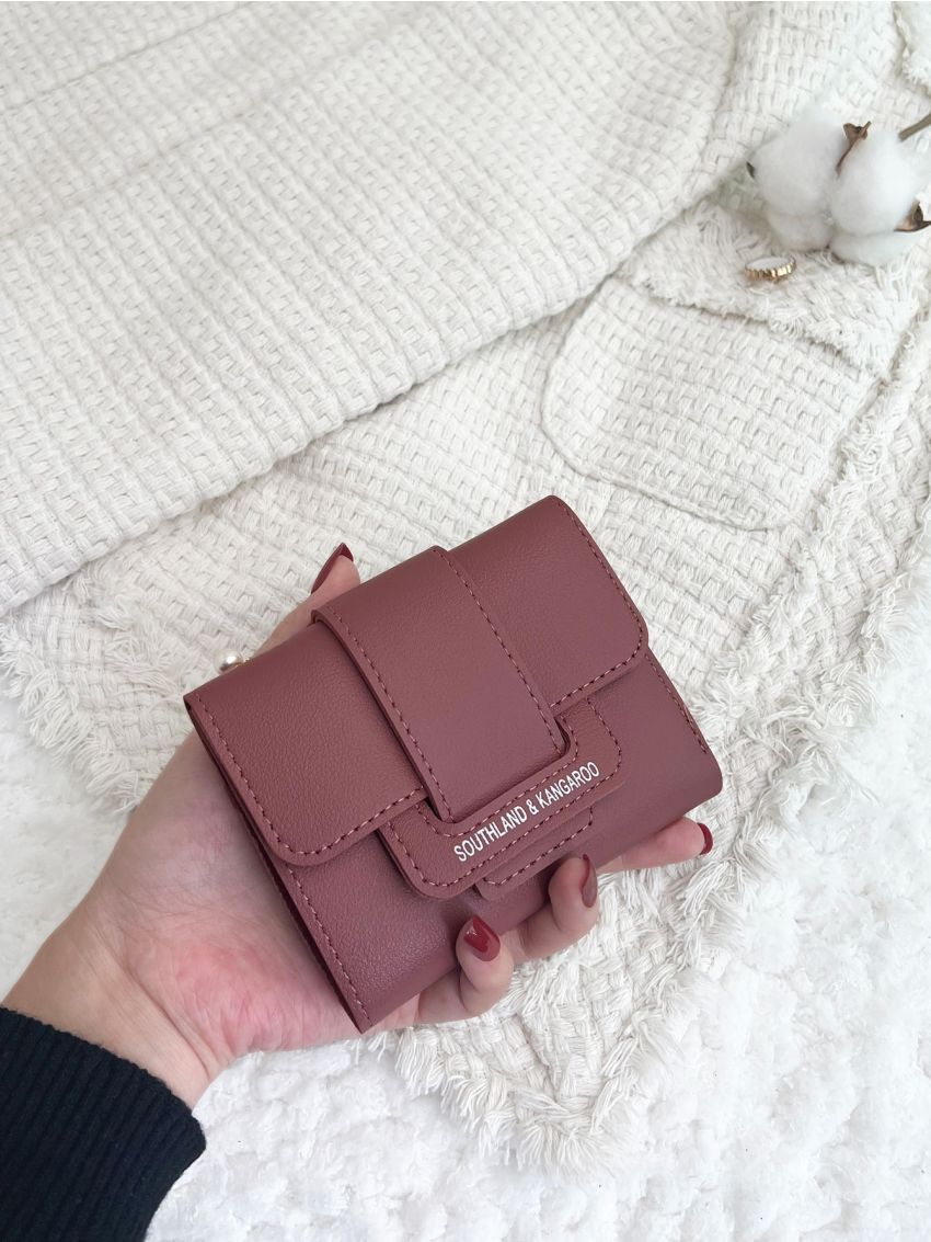 Letter Detail Fold Over Small Wallet