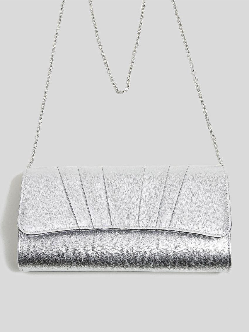 Metallic Flap Chain Square Bag