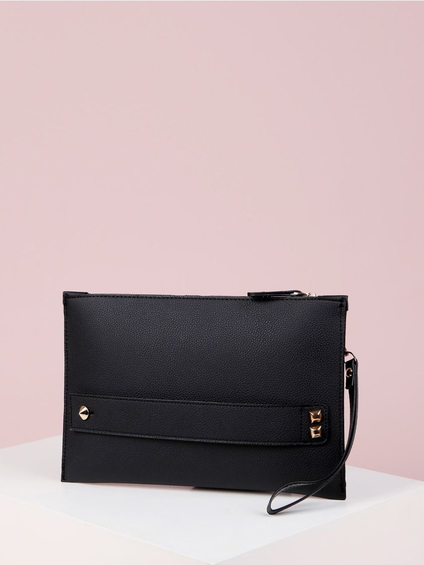 Pebble Embossed Clutch Bag With Wristlet