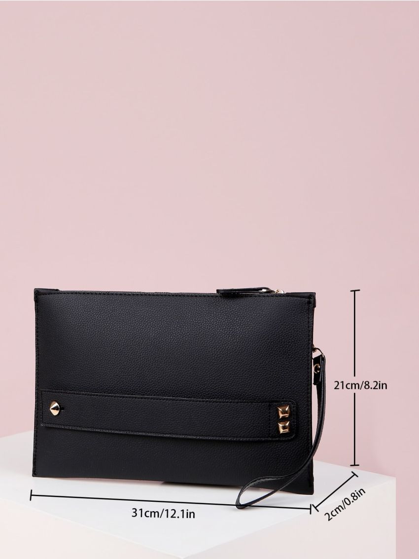 Pebble Embossed Clutch Bag With Wristlet