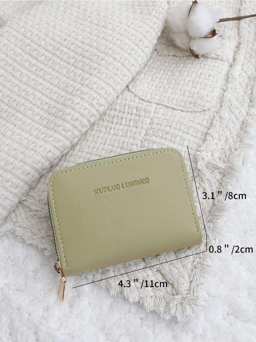 Letter Embossed Zipper Around Card Holder