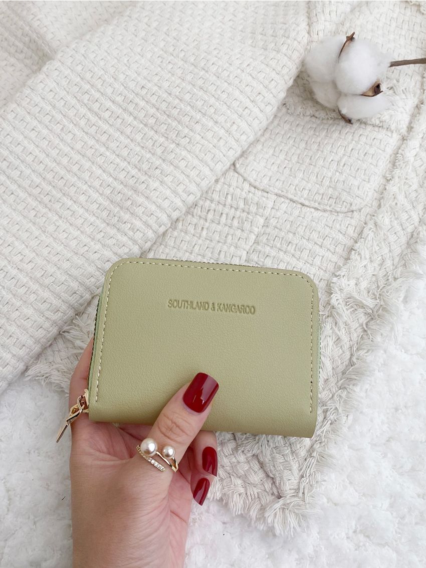 Letter Embossed Zipper Around Card Holder