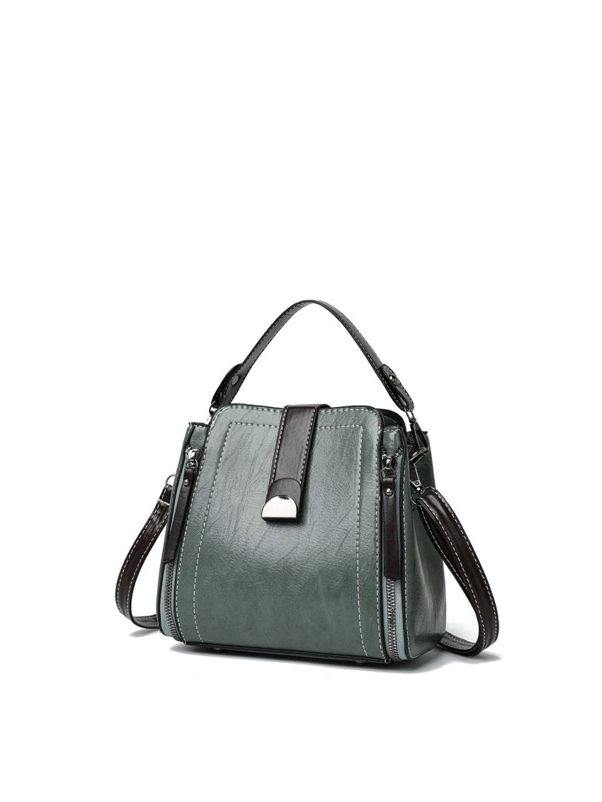 Mini Two Tone Twist Lock Bucket Bag