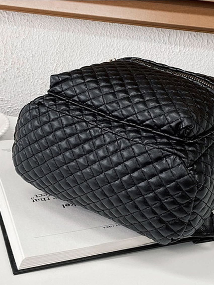 Pom Pom Charm Quilted Backpack