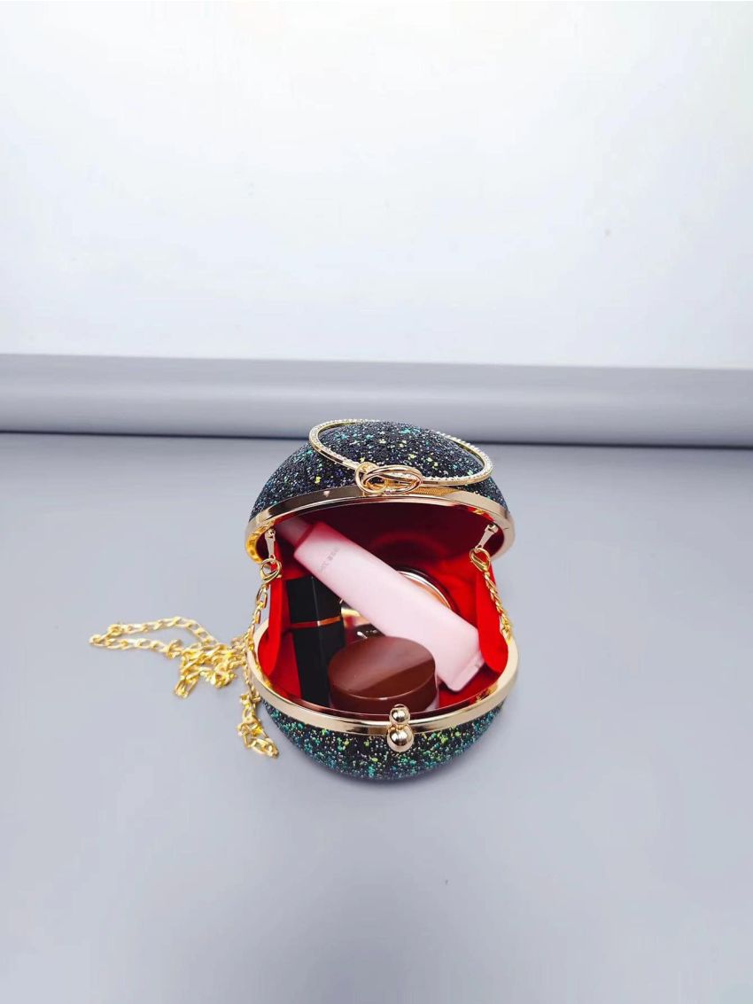 Minimalist Sequin Decor Top Ring Chain Circle Bag